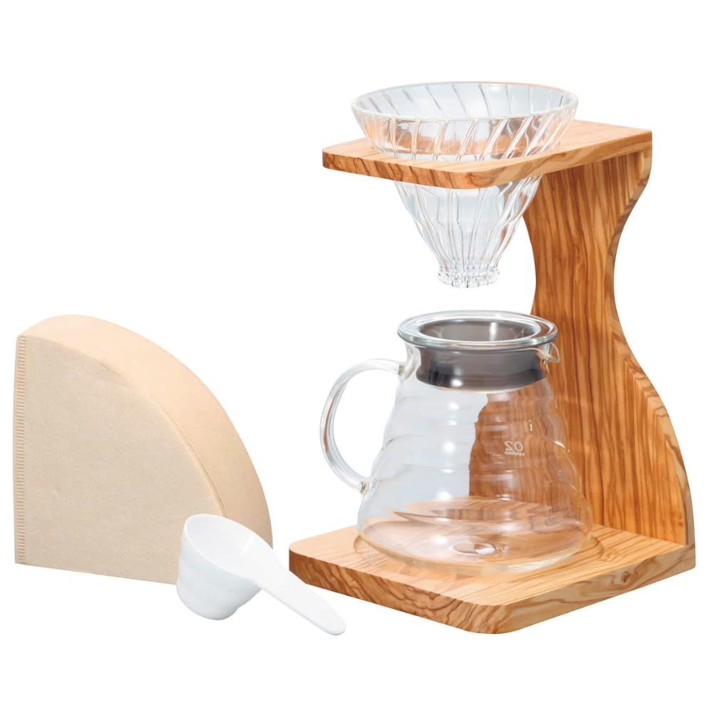 【迅速発送】HARIO(ハリオ) V60 オリーブウッドスタンドセット 1~4杯用 コーヒードリッパー プレゼント ギフト 贈り物 VSS-1206-OV
