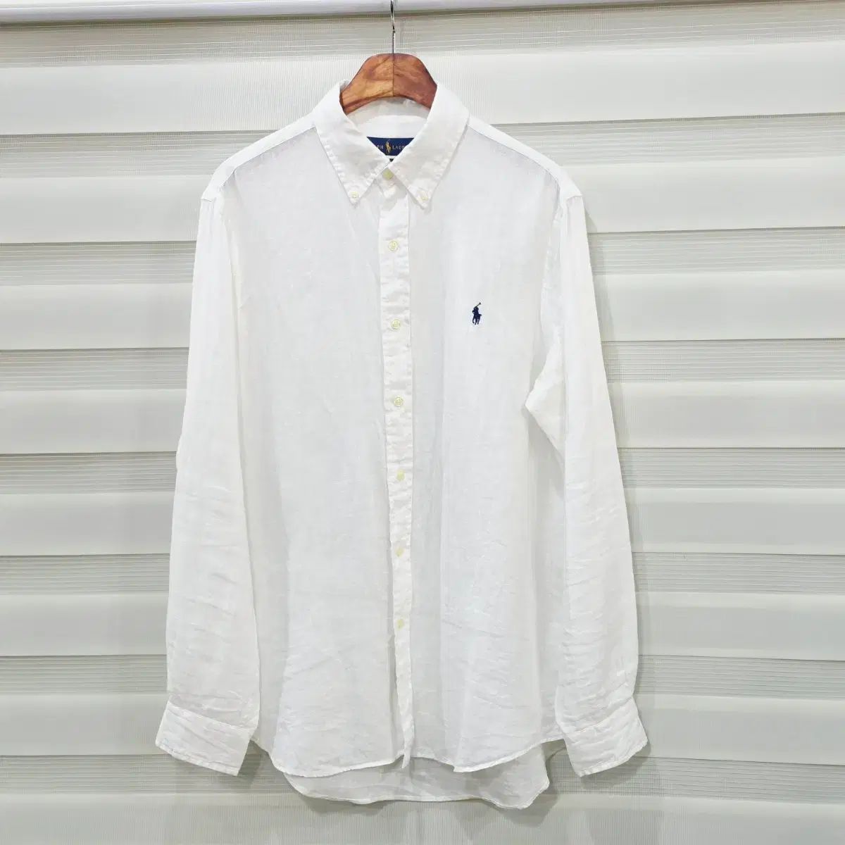 美品 24SS ポロラルフローレン リネン オープンカラー シャツ ホワイト