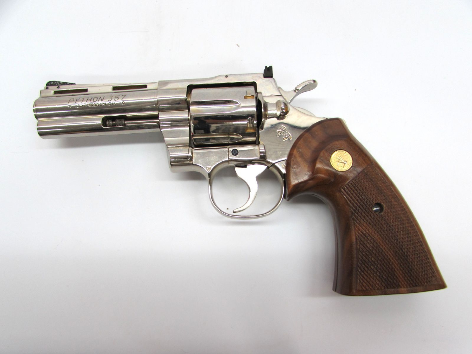 SMG規格 KOKUSAI コクサイ パイソン357 マグナム ウッドグリップ 木グリ モデルガン ゴールドメッキ塗装 シリンダー封鎖 保H