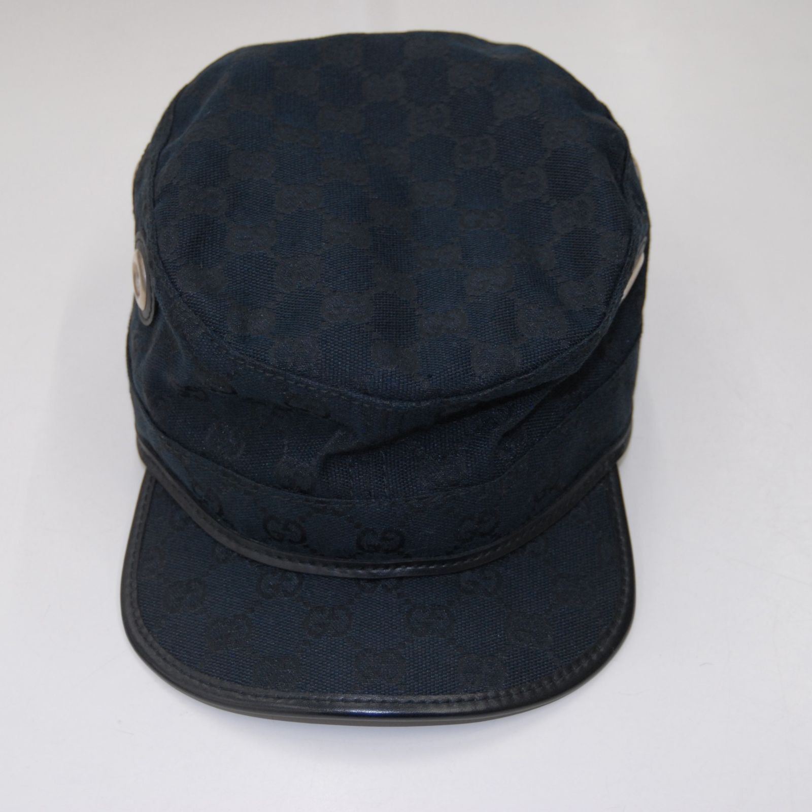 25MS0168 中古 グッチ GUCCI ロゴ ワークキャップ ブラック XL