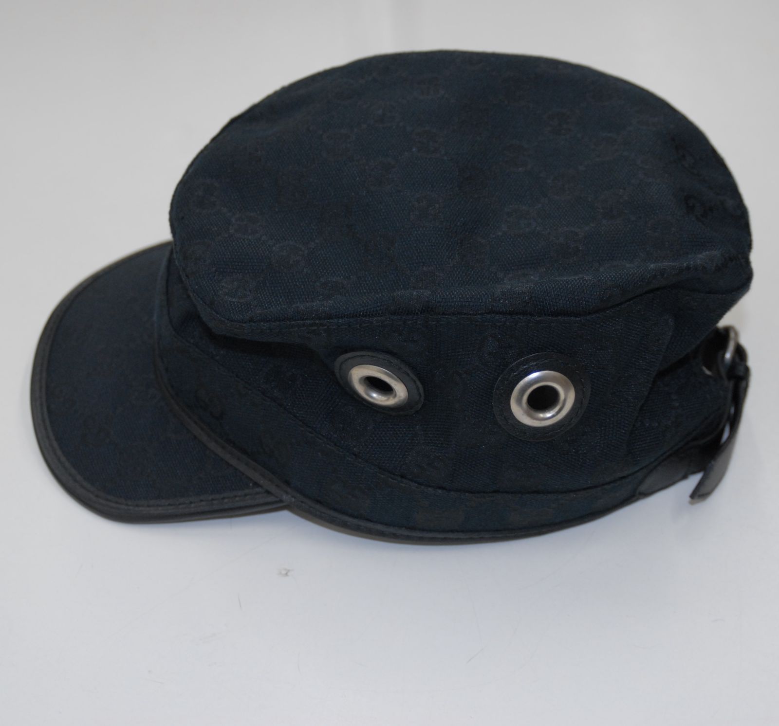 25MS0168 中古 グッチ GUCCI ロゴ ワークキャップ ブラック XL