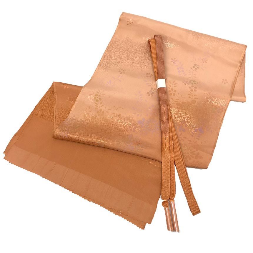京やQ755 正絹 帯揚げ 帯締め 帯揚げ+帯締め2点セット 綸子 金糸 手 