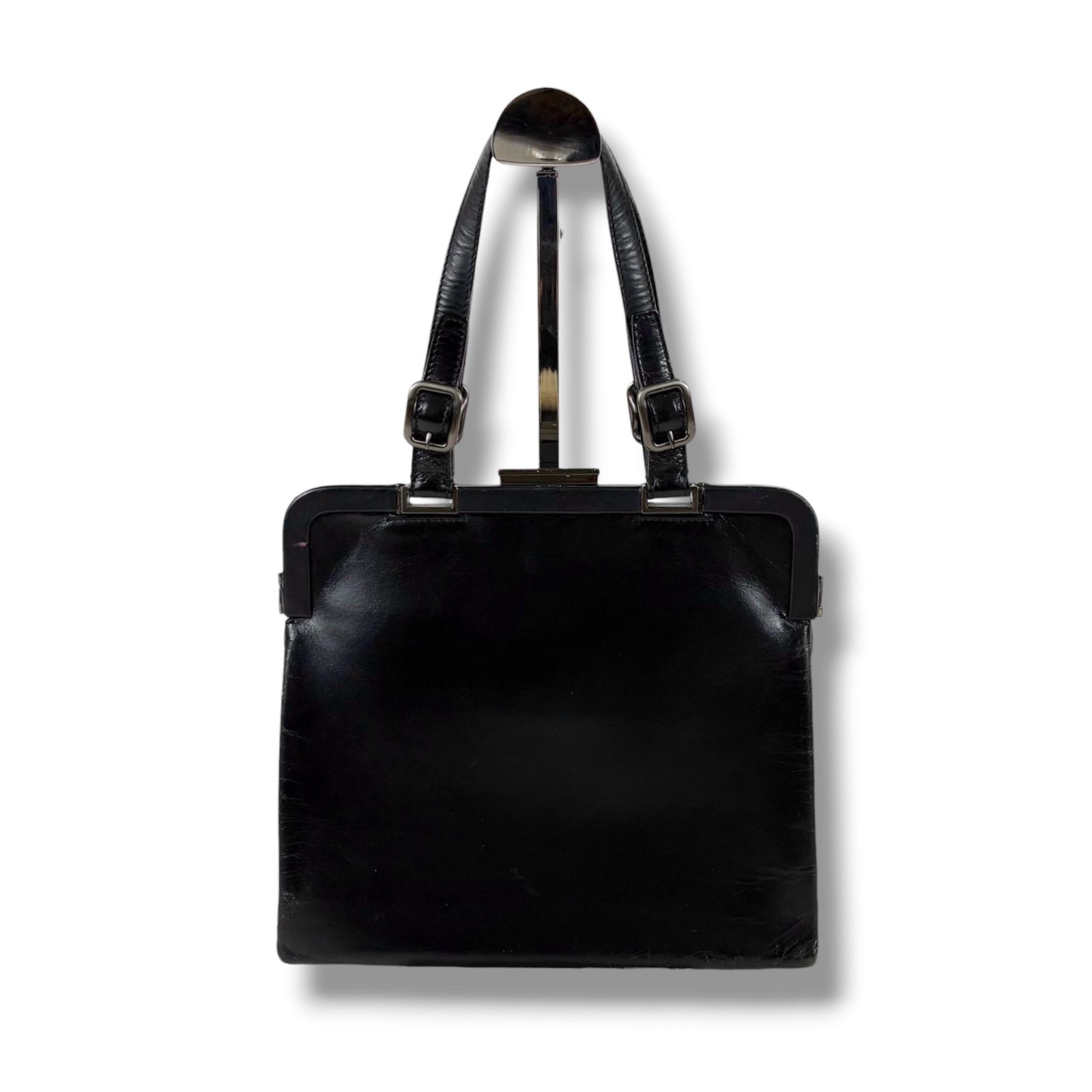 プラダ PRADA がま口 トップハンドルバッグ ハンドバッグ レザー 