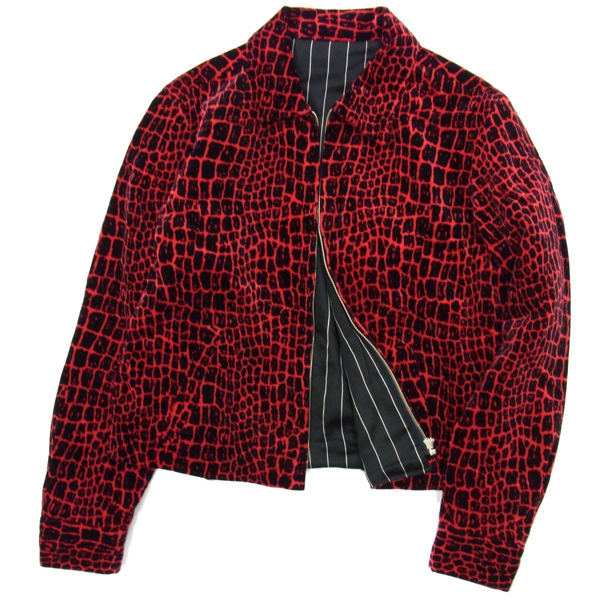 美品☆WACKO MARIA ワコマリア 13SS クロコダイル柄 ベロアジャケット 別珍 ブルゾン メンズ  希少 レア 短丈 ジップジャケット 美品☆WACKO MARIA ワコマリア 13SS クロコダイル柄 ベロアジャケット