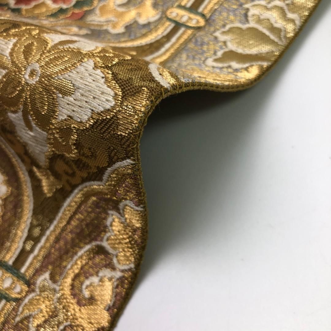 袋帯 西陣 聚楽 花唐草 華柄模様 金糸 路考茶色 ガード加工 O-6149 袋帯 西陣 聚楽 花唐草 華柄模様 金糸 路考茶色 ガード加工 O-6149