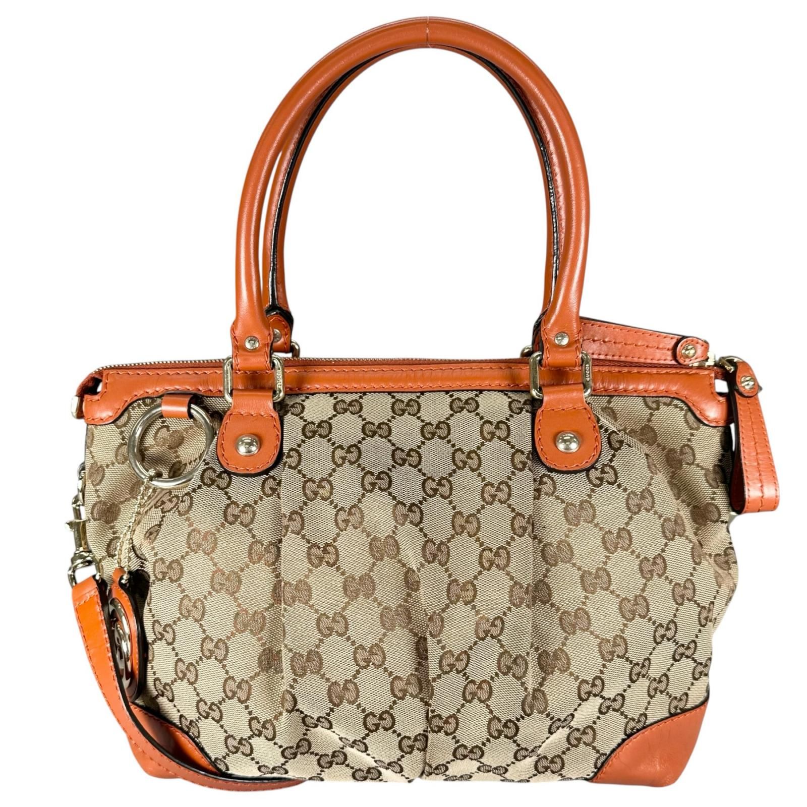 時計 美品 GUCCI グッチ スーキー ハンドバッグ GGキャンバス ハンドバッグ