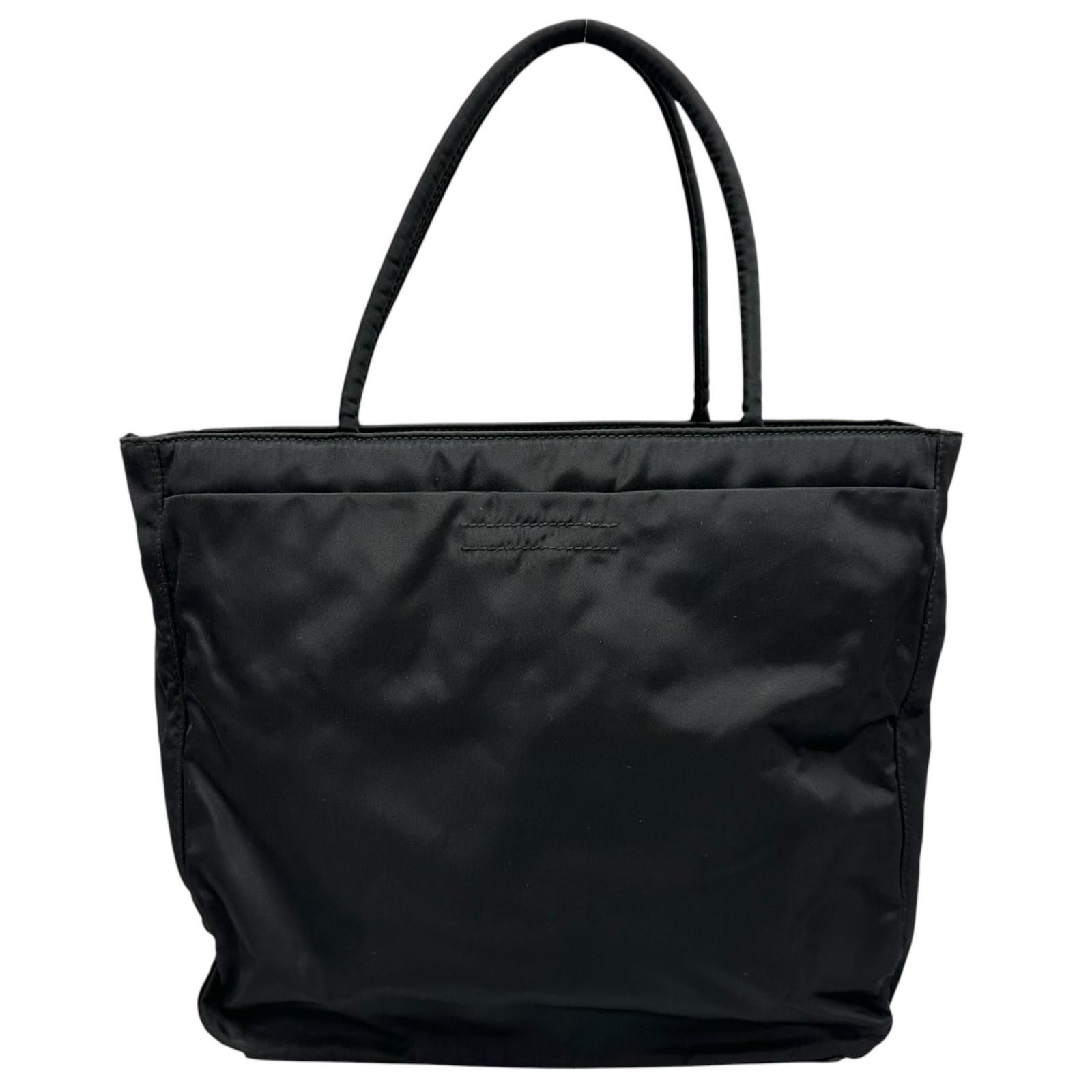 美品 PRADA プラダ 三角ロゴ B8489 トートバッグ ナイロン ブラック 