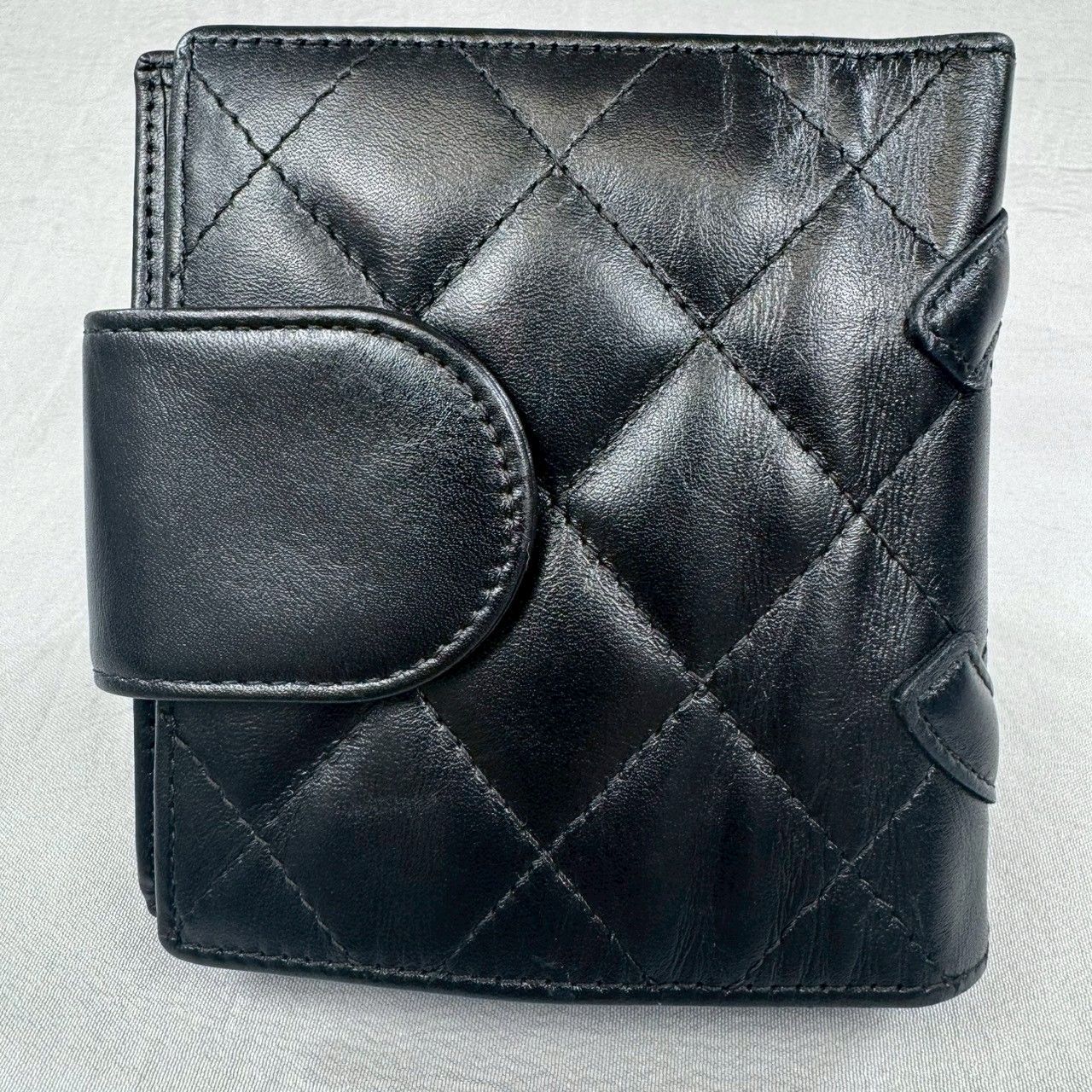 シャネル カンボンライン ココマーク ラムスキン 折り財布 ブラック 人気・美品】CHANEL シャネル ラムスキン カンボンライン ココマーク