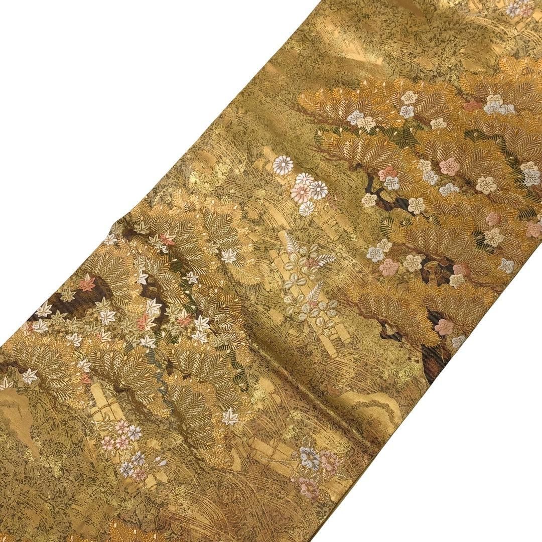 袋帯 松風 引箔 花模様 金色 O-6154 袋帯 松風 引箔 花模様 金色 O-6154 - メルカリ