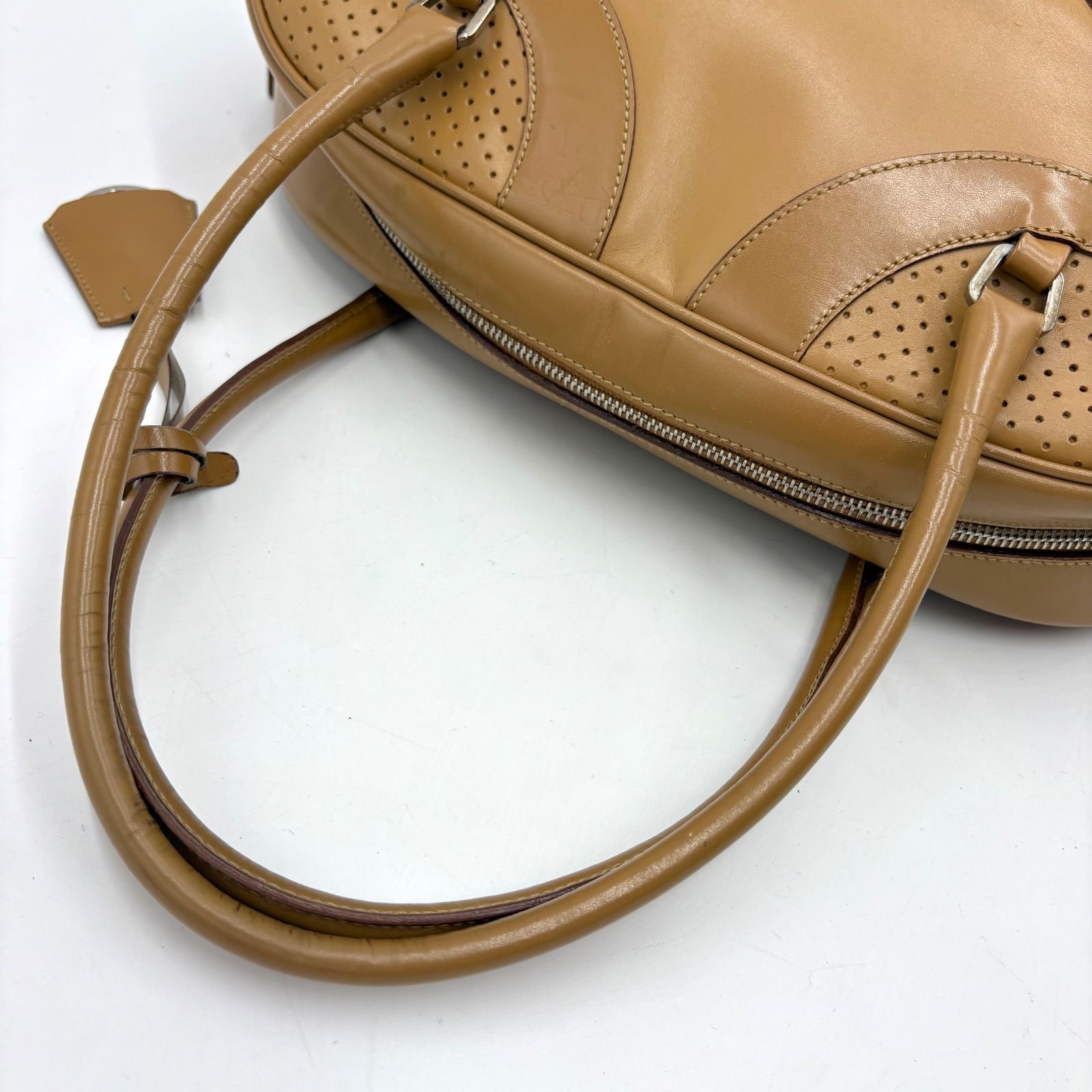 PRADA プラダ Y2K パンチングレザー ボーリングバッグ ミニボストン