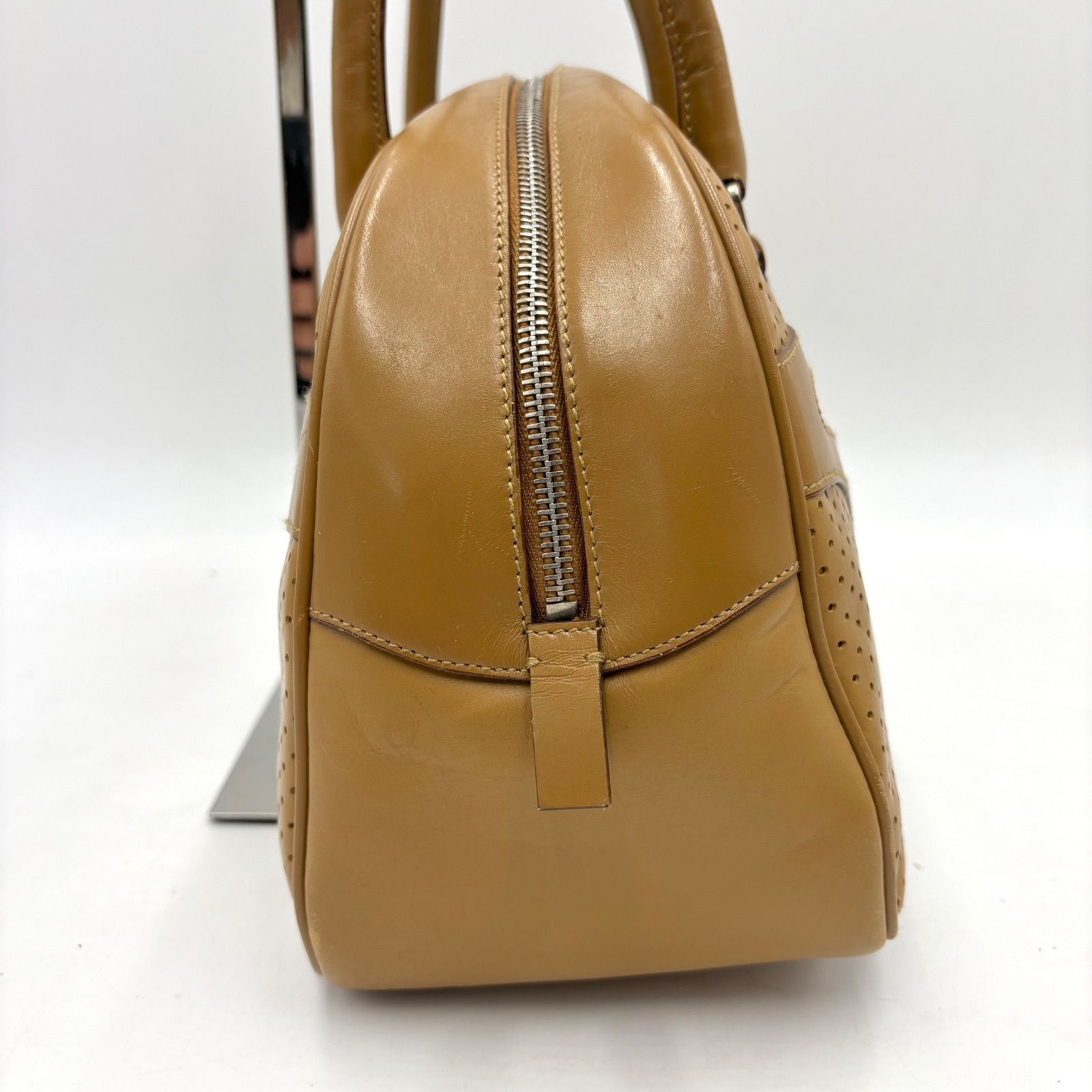Y2K PRADA プラダ ボストンバッグ ハンドバッグ ボーリングバック PRADA プラダ Y2K パンチングレザー ボーリングバッグ ミニボストン