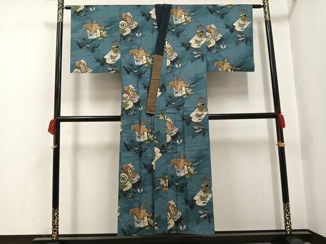 平和屋着物●男性　長襦袢　袷　風景文　AABH4112ph