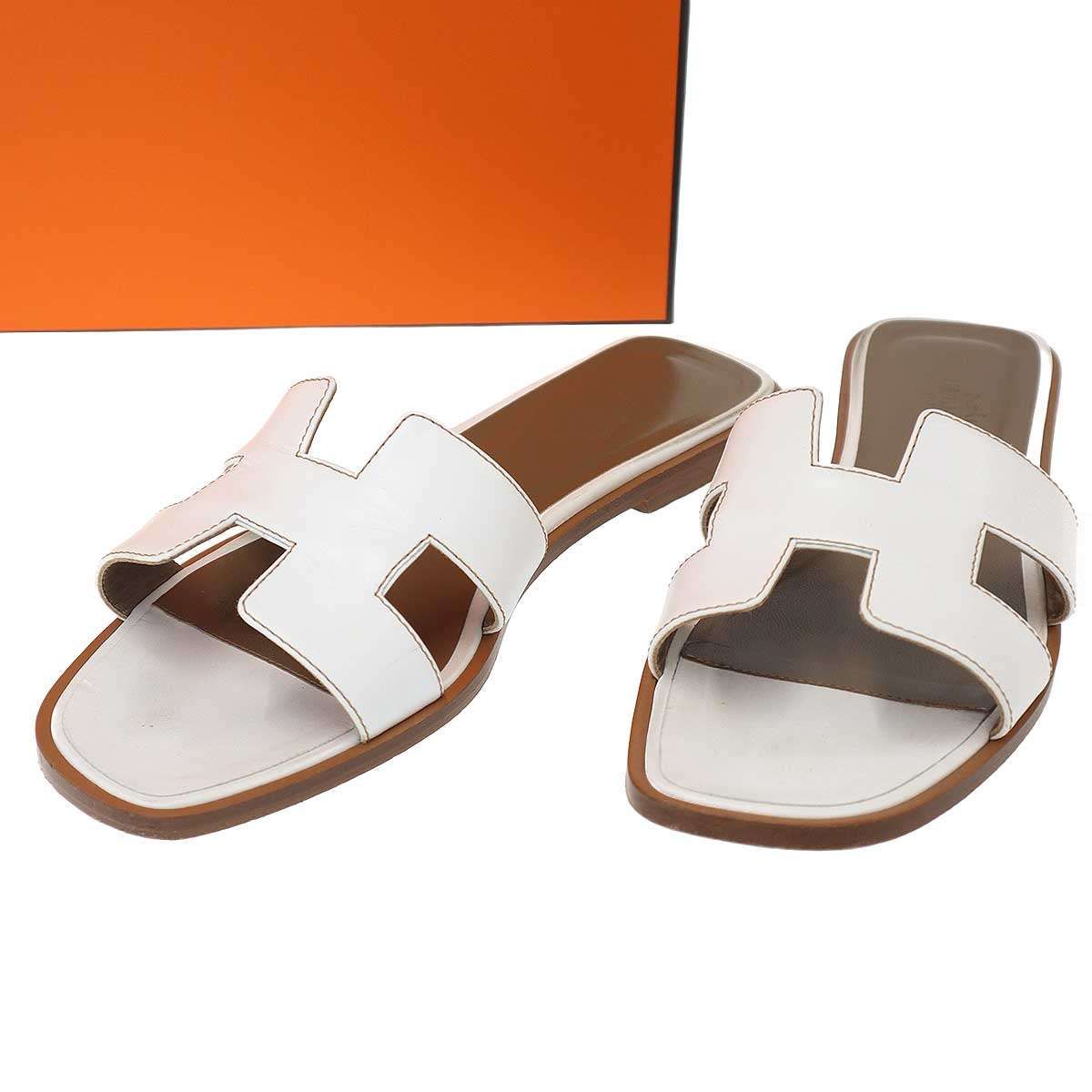 HERMES エルメス Oran sandal オランサンダル ホワイト 38 1/2 - メルカリ