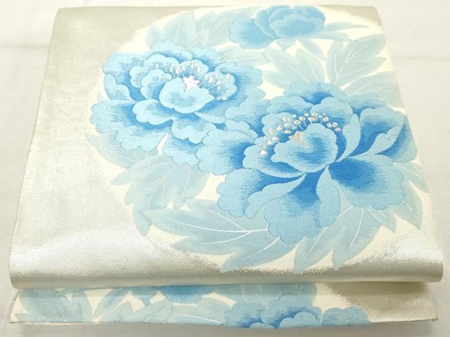 平和屋着物◎六通柄袋帯 唐織 花丸文 銀糸 正絹 逸品 DABE2894cd