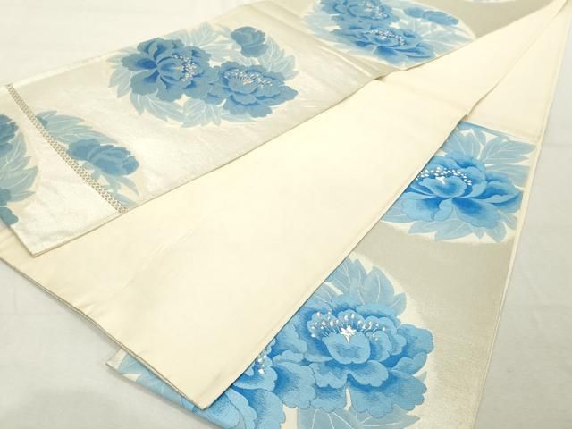 平和屋着物●六通柄袋帯　唐織　冊子花文　金糸　正絹　逸品　DABB7333op 平和屋着物◎六通柄袋帯 唐織 地紙草花文 金糸 正絹 逸品 DAAY7638sf