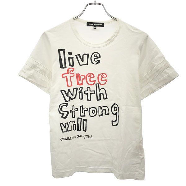 COMME des GARCONS コムデギャルソン 10SS  live free with Strong will プリントTシャツ GE-T074 ホワイト M COMME des GARCONS コムデギャルソン 10SS live free with Strong will