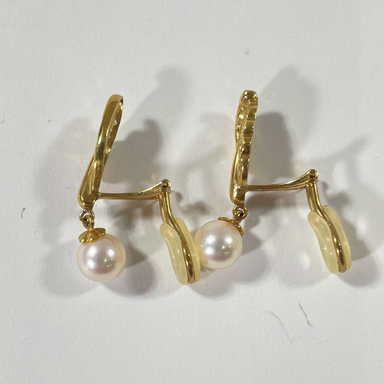 ☆ K18刻印 18金 ゴールド パール飾り付きイヤリング 総重量5.97g 