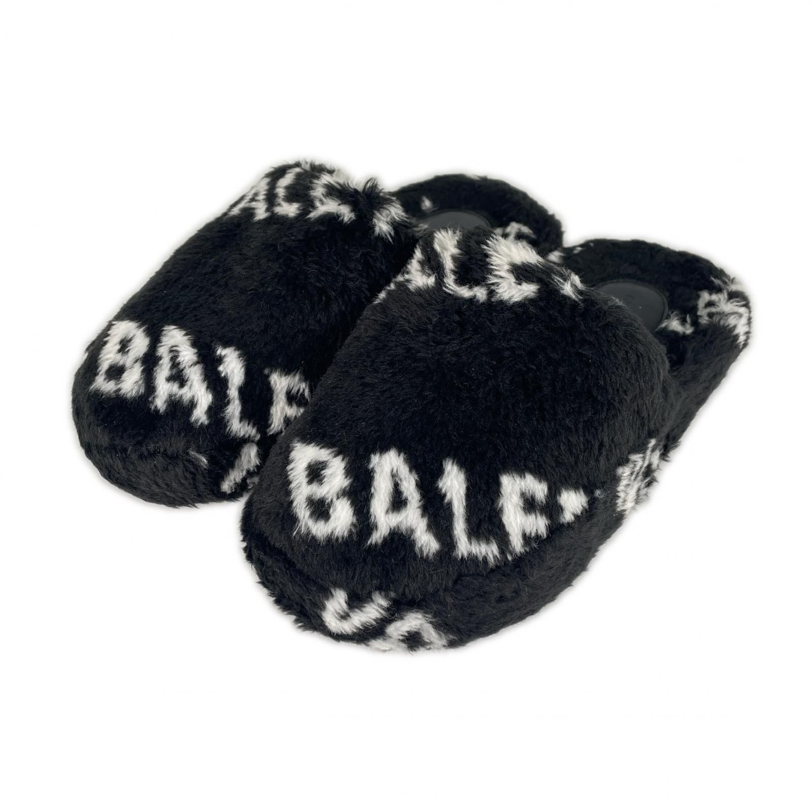 美品 BALENCIAGA バレンシアガ 秋冬 AW サンダル フェイクファー 