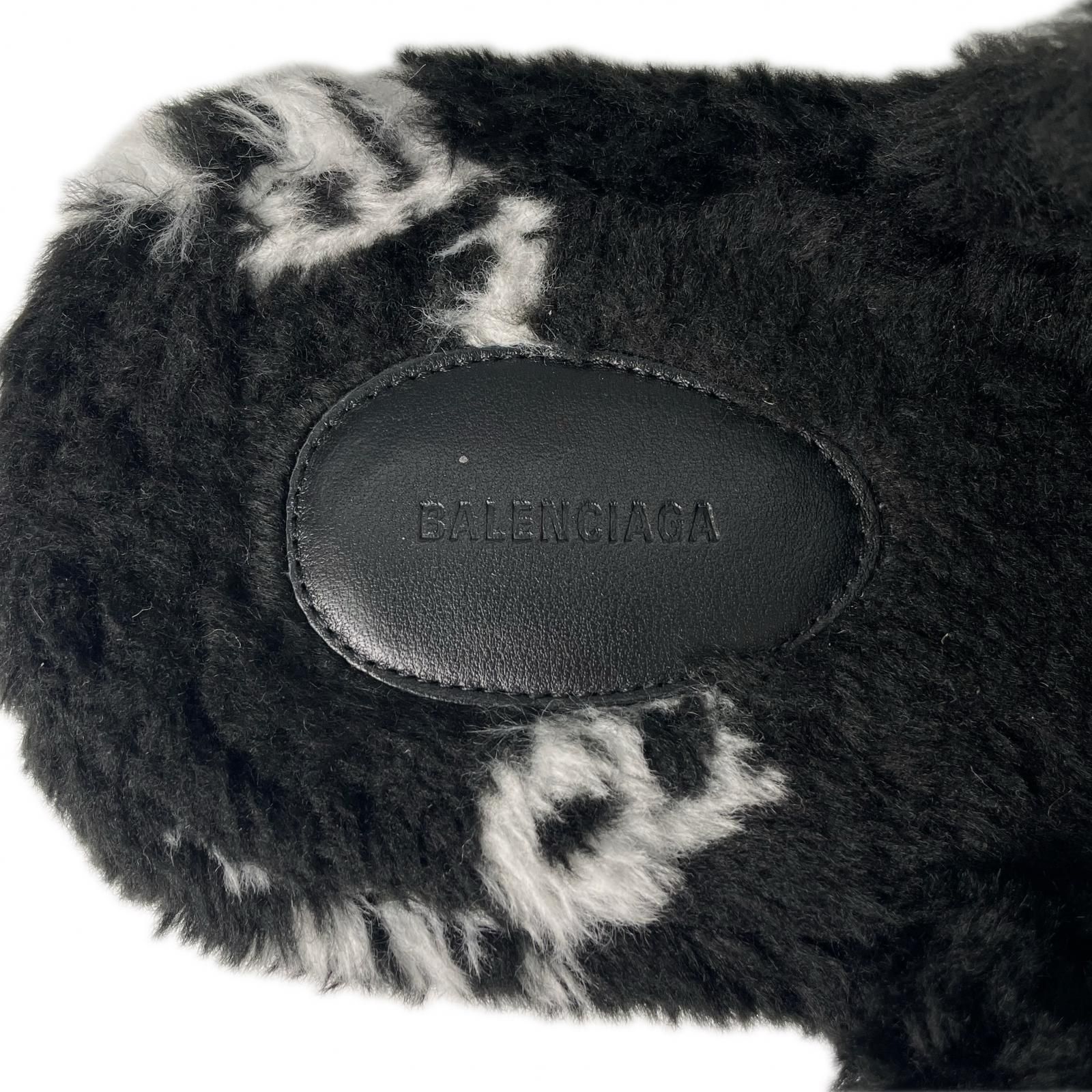 美品 BALENCIAGA バレンシアガ 秋冬 AW サンダル フェイクファー 