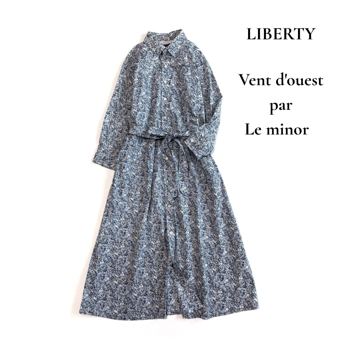 ルミノア リバティプリント ワンピース ヴァンドウェスト 花柄 ◇美品◇ Vent d ouest par Le minor LIBERTY 花柄 シャツワンピース