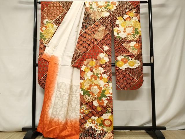 平和屋着物□豪華振袖 駒刺繍 檜垣吉祥花車文 金彩 正絹 逸品
