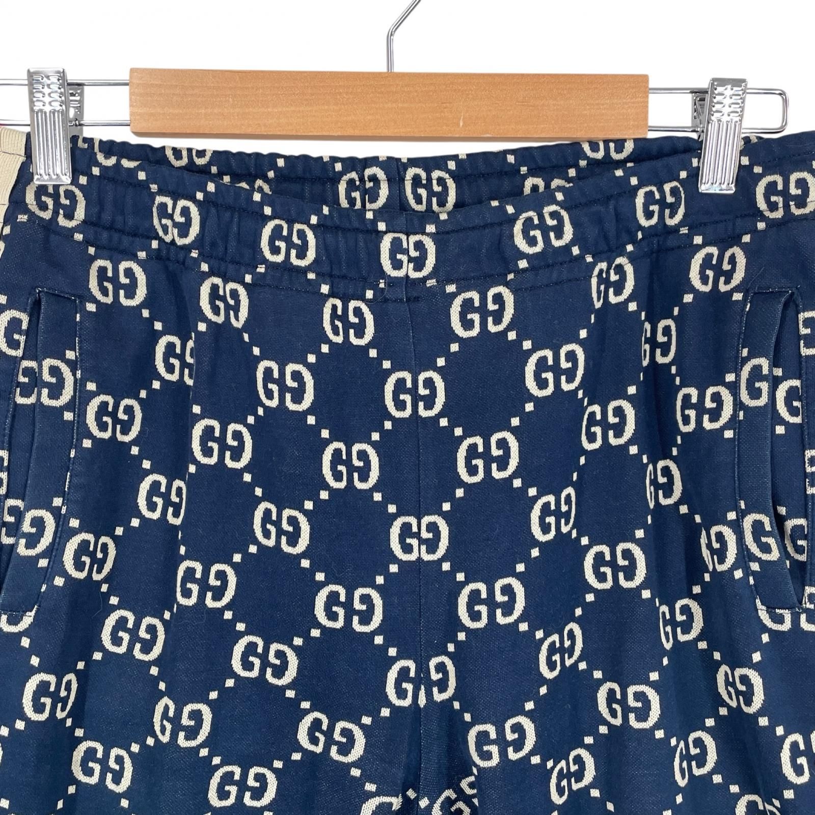 GUCCI グッチ テクニカルジャージ GG柄 X9V05 春夏 SS ジョガーパンツ コットン ネイビー メンズ M【古着】【中古】【送料無料】 GUCCI グッチ テクニカルジャージ GG柄 X9V05 春夏 SS ジョガーパンツ
