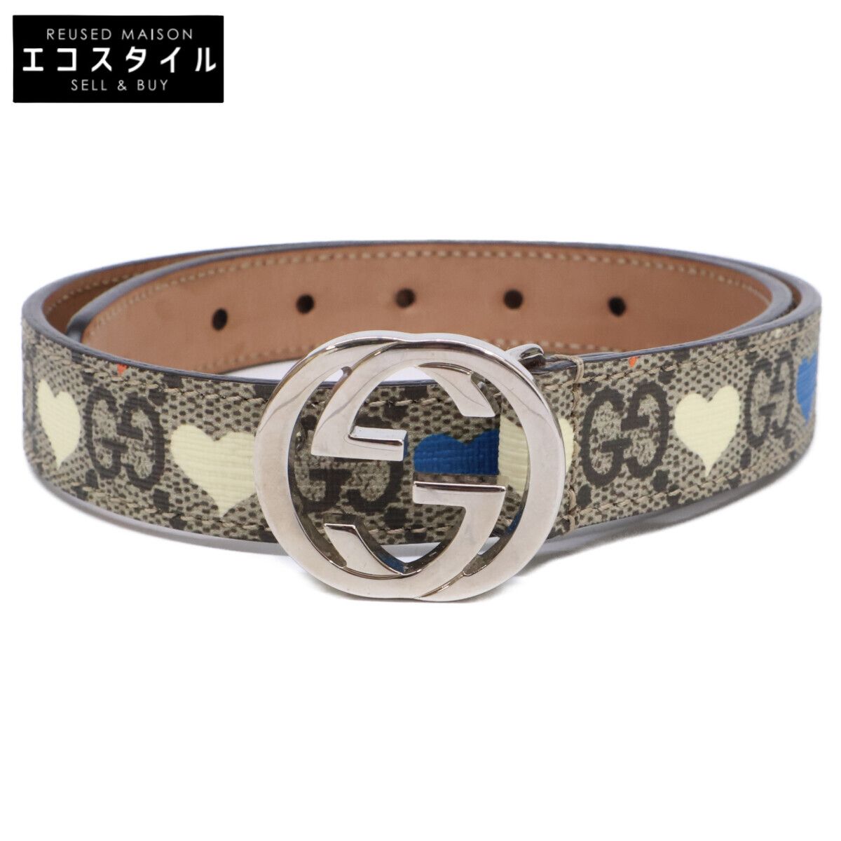 GUCCI グッチ 258395 HYT0N ﾍﾞｰｼﾞｭﾊｰﾄ ﾁﾙﾄﾞﾚﾝｽﾞ GGｽﾌﾟﾘｰﾑ S