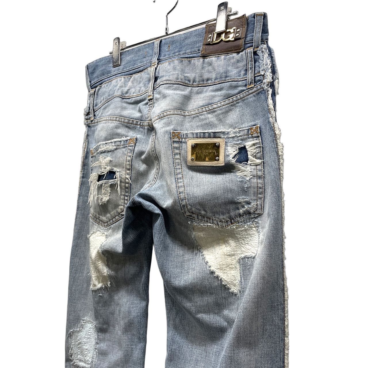 DOLCE&GABBANA 06SS ゴールドプレートダメージ加工ドッキングカット 