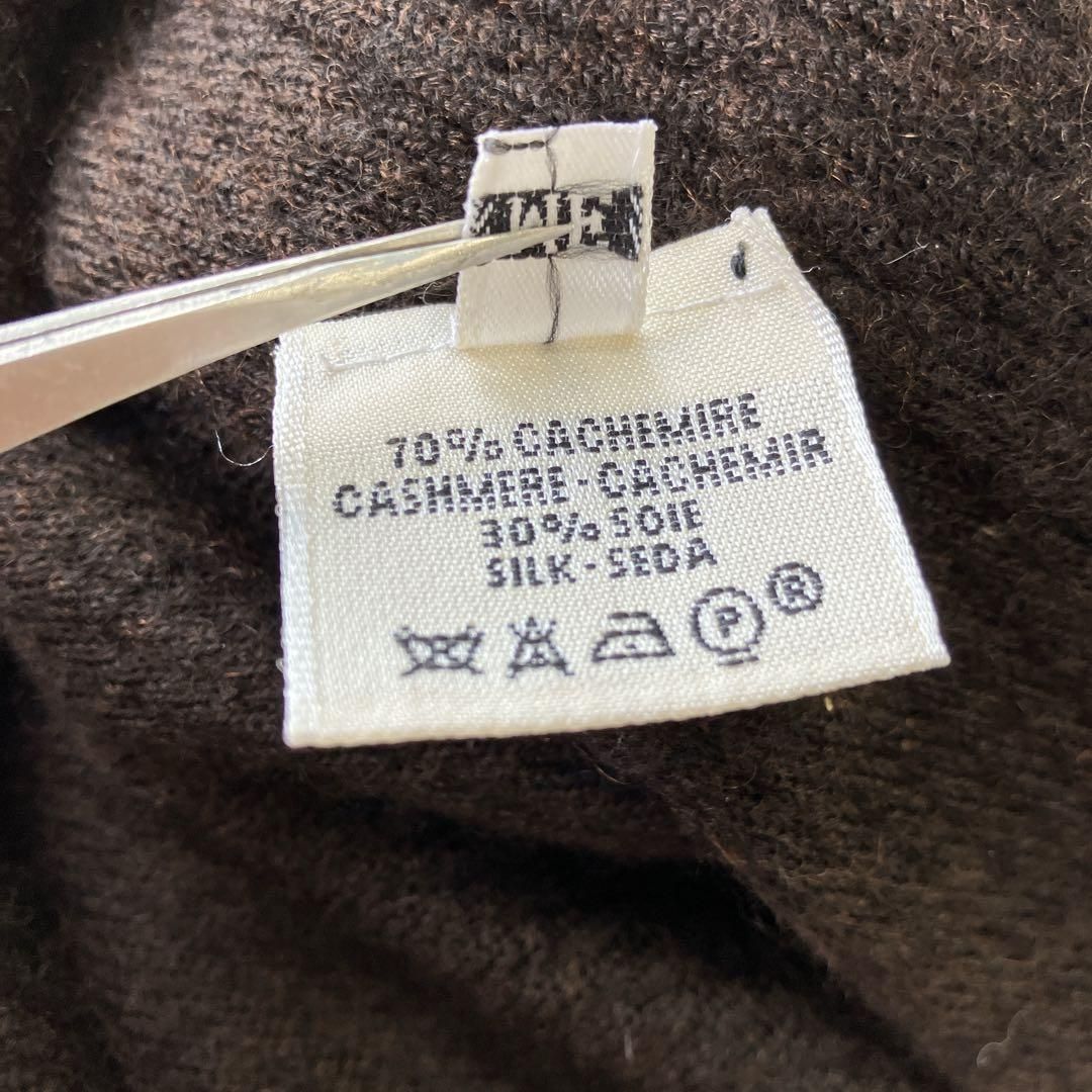 エルメス カシミア シルク Vネック カーディガン 茶色 絹 M〜L レディース エルメス カシミア シルク Vネック カーディガン 茶色 絹 M〜L