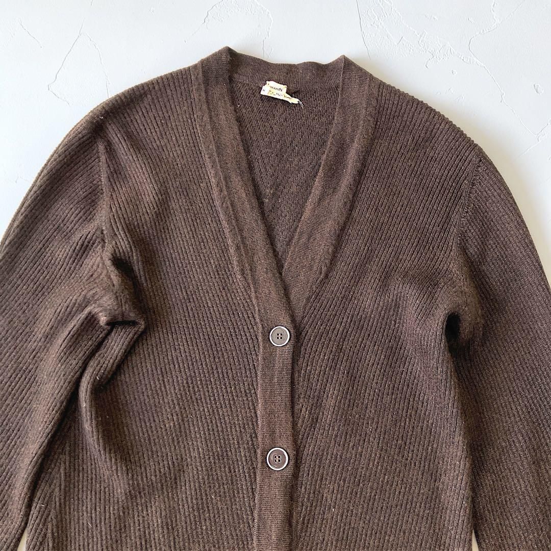 エルメス カシミア シルク Vネック カーディガン 茶色 絹 M〜L レディース エルメス カシミア シルク Vネック カーディガン 茶色 絹 M〜L