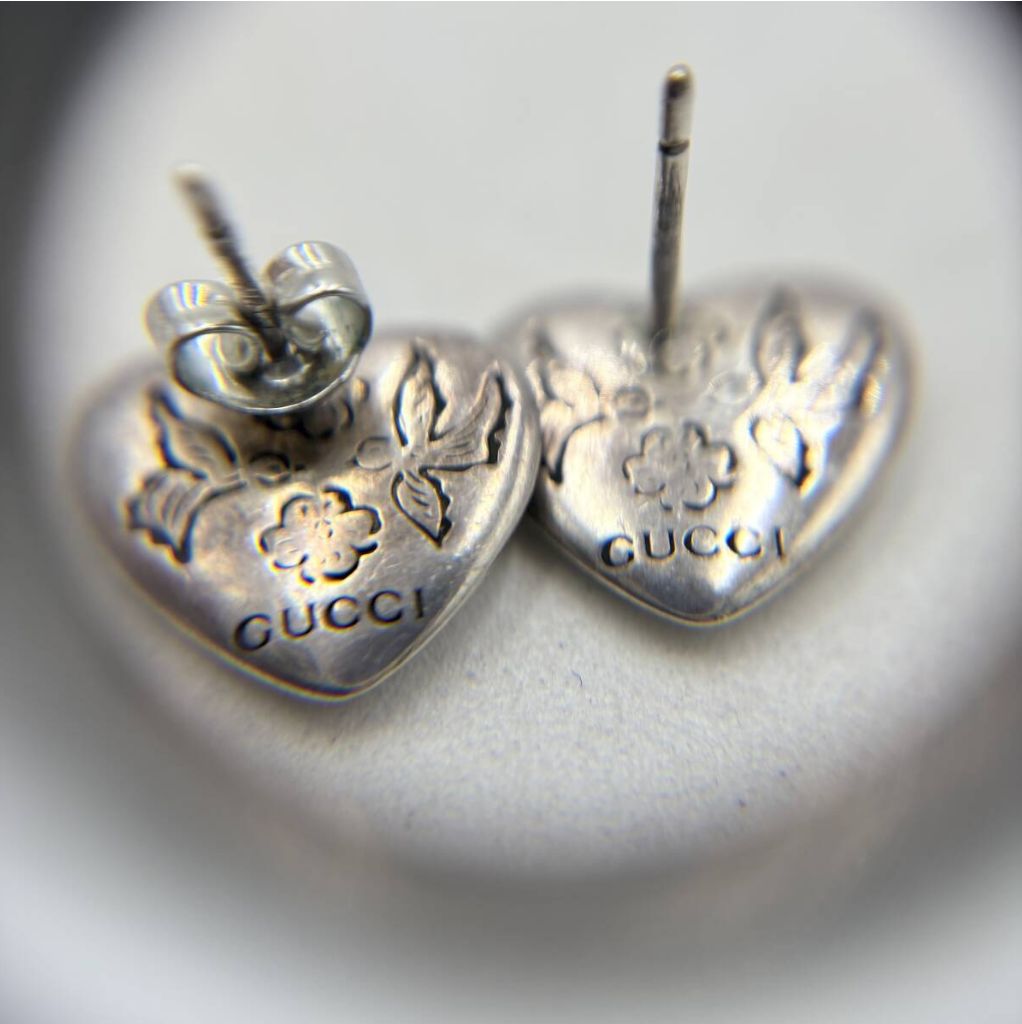 GUCCI Blind for Love ハートピアス Ag925 シルバー SV925 バタフライ 