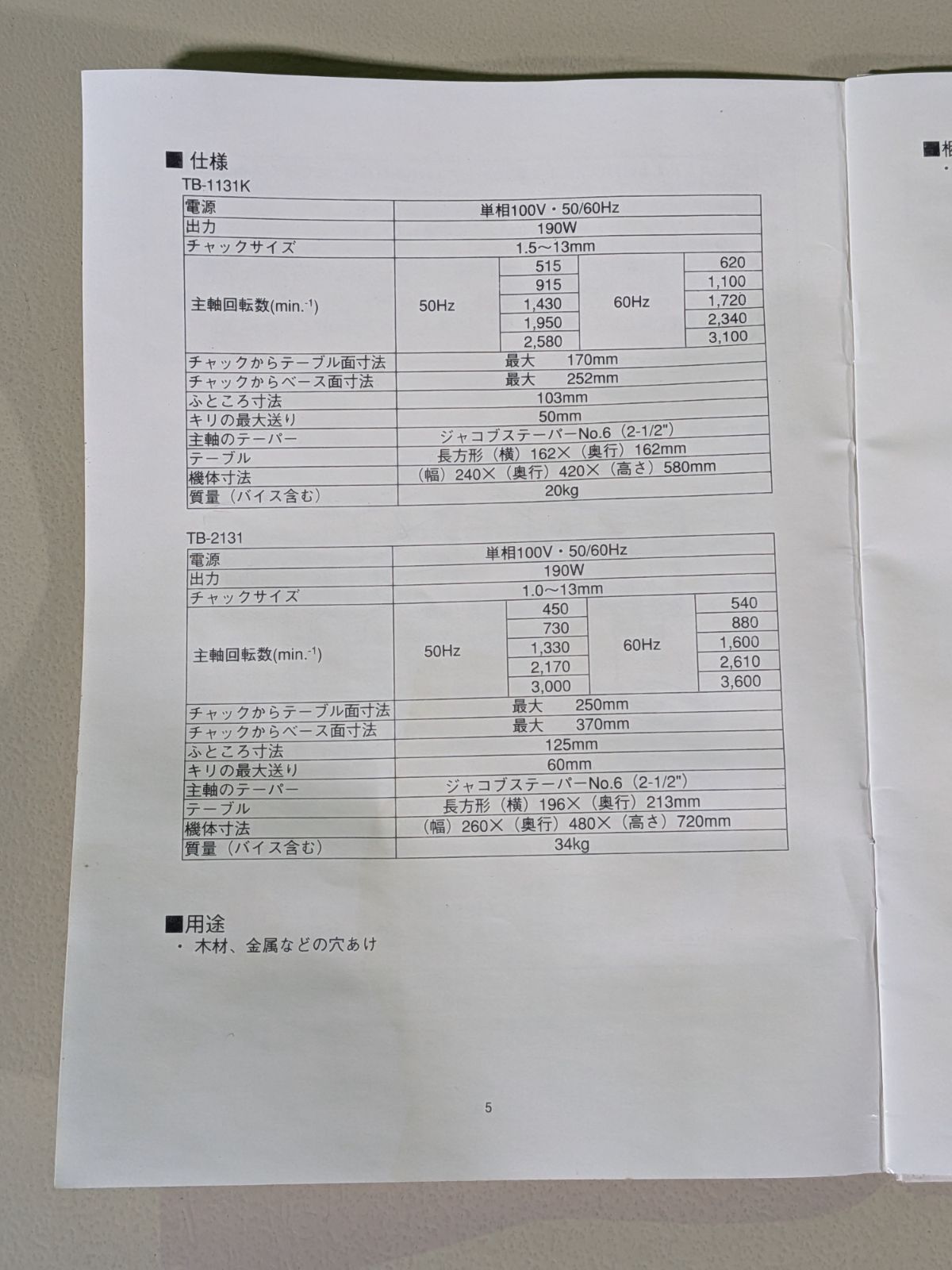 ​【中古動作品】リョービ RYOBI　卓上ボール盤 TB-1131K 【バイス・チャックハンドル付】