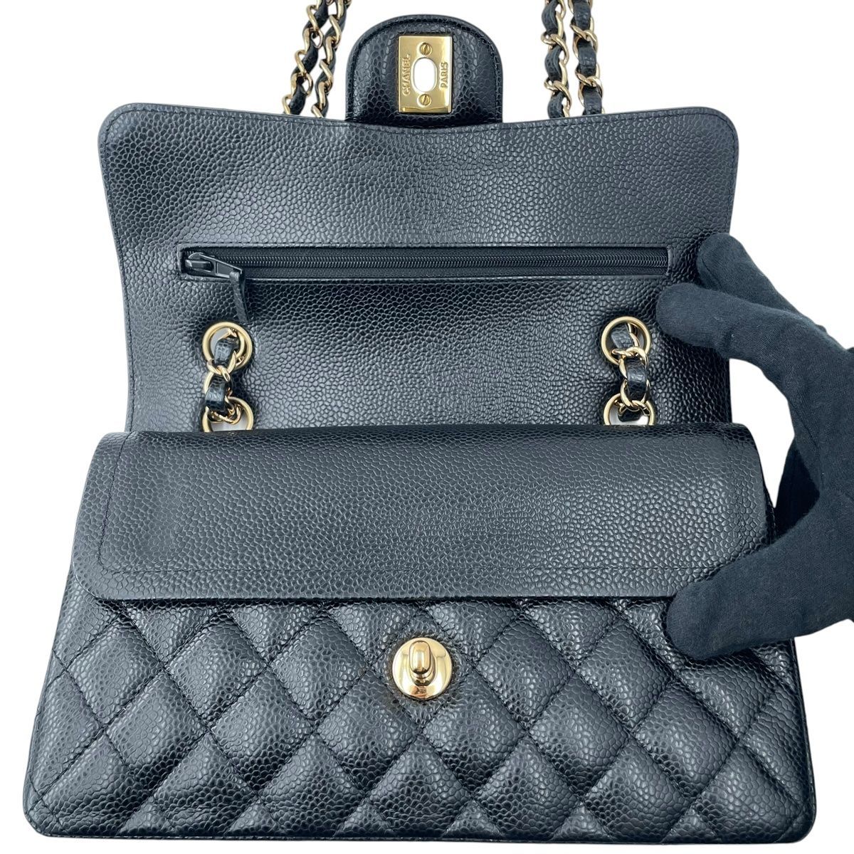 【中古】 CHANEL シャネル マトラッセ 23 チェーンショルダーバッグ Wフラップ A01113 キャビアスキン 31番台 ブラック レディース 26007574 KJ phasemidoriya78_252225