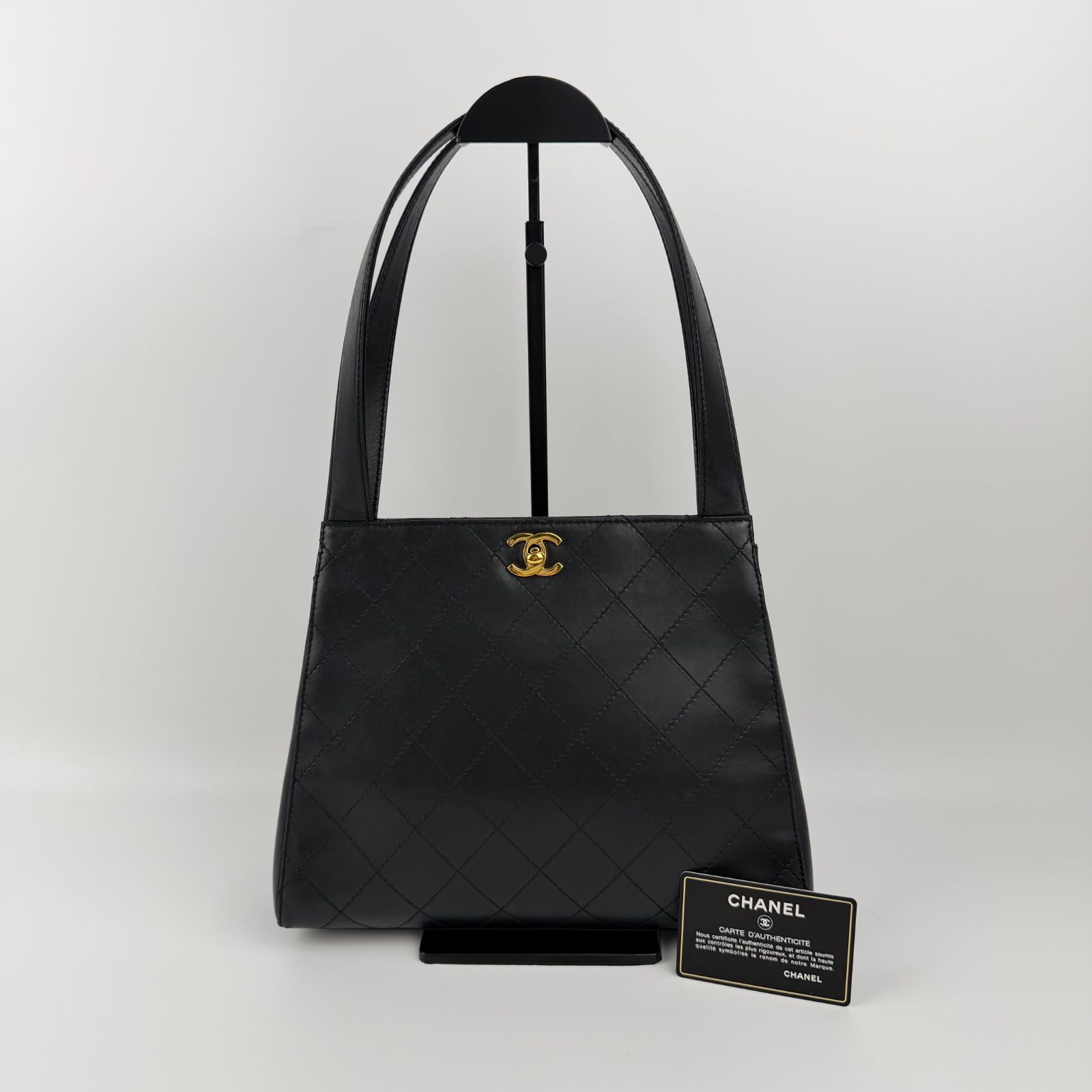 中古】CHANEL シャネル ココマーク マトラッセ トートバッグ ブラック