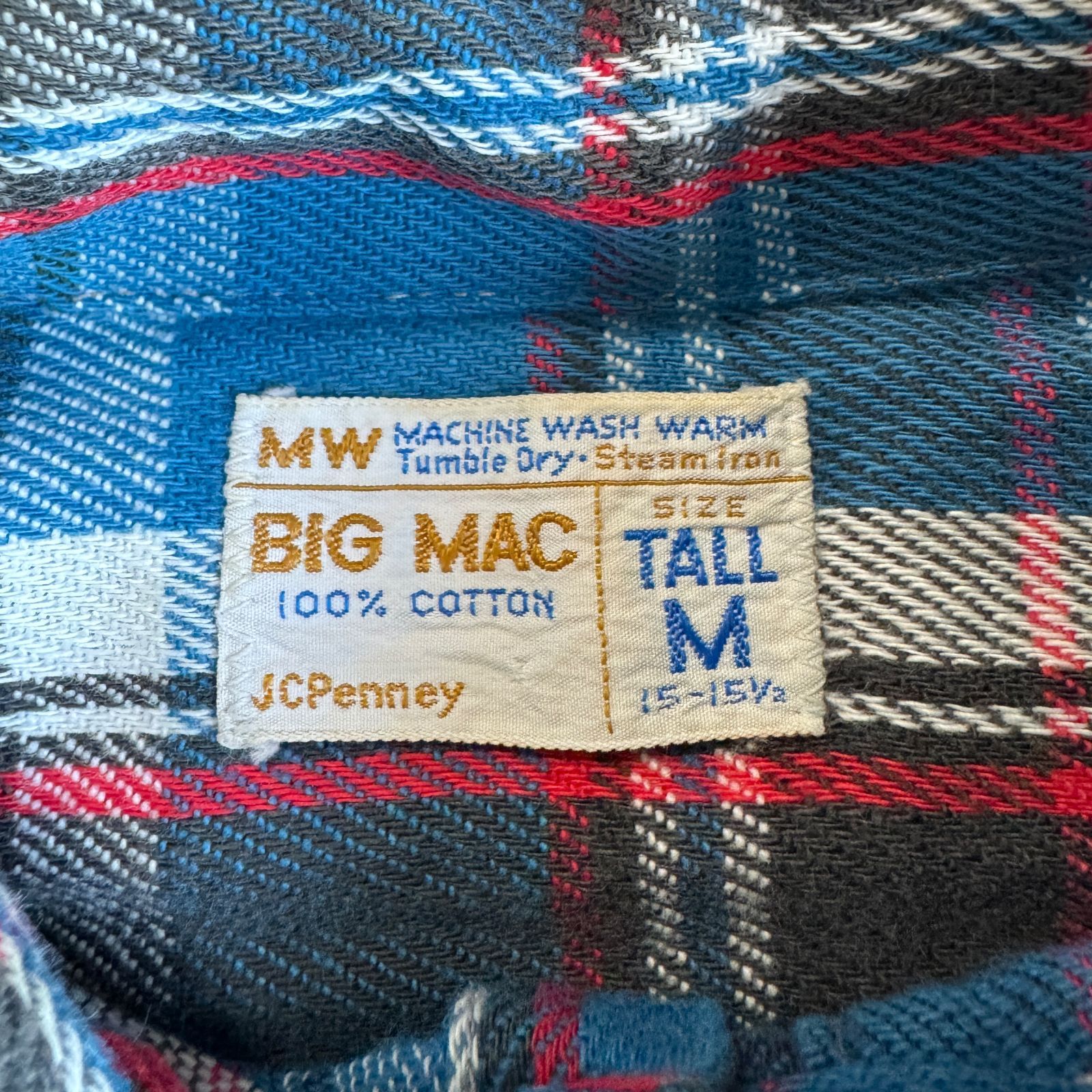 60s-70s BIGMAC ヘビーネルシャツ ブルー レッド 好配色 チェック M