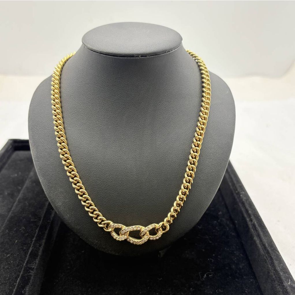 美品 Dior ラインストーン ロングネックレス 喜平 ゴールド m419 美品 Dior ラインストーン ロングネックレス 喜平 ゴールド m419