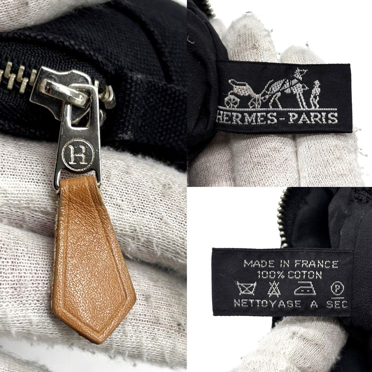 良品】HERMES エルメス キャンバス ボリード ポーチ GM ブラック ユニ