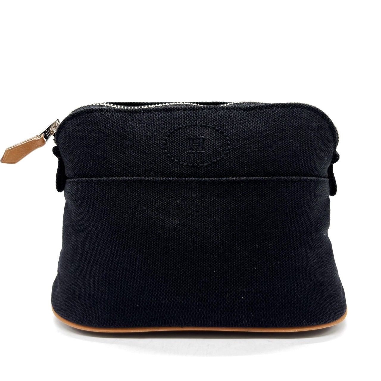 良品】HERMES エルメス キャンバス ボリード ポーチ GM ブラック ユニ