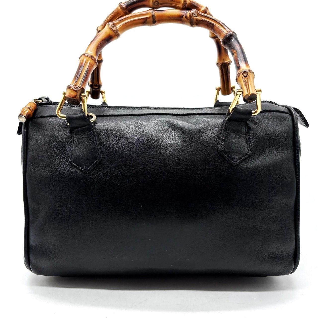 良品】GUCCI バンブー ハンドバッグ ミニボストン レザー 革 ブラック