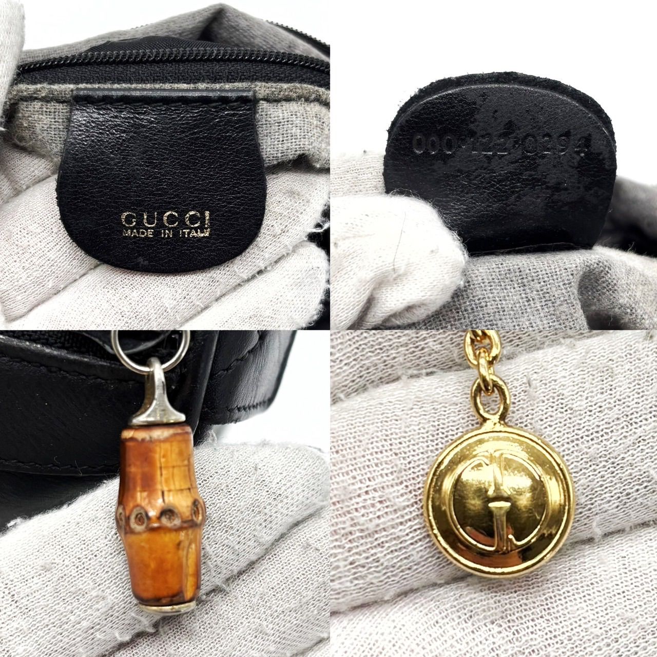 良品】GUCCI バンブー ハンドバッグ ミニボストン レザー 革 ブラック