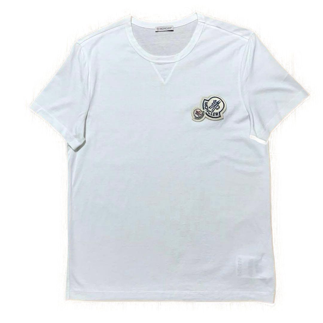 MONCLER ダブルロゴ Tシャツ ホワイト S 3S595 - メルカリ