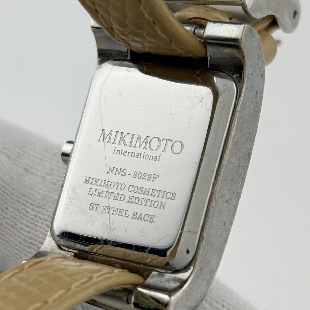 ミキモト MIKIMOTO スクエア NNS-8029F 腕時計 SS レザー クォーツ