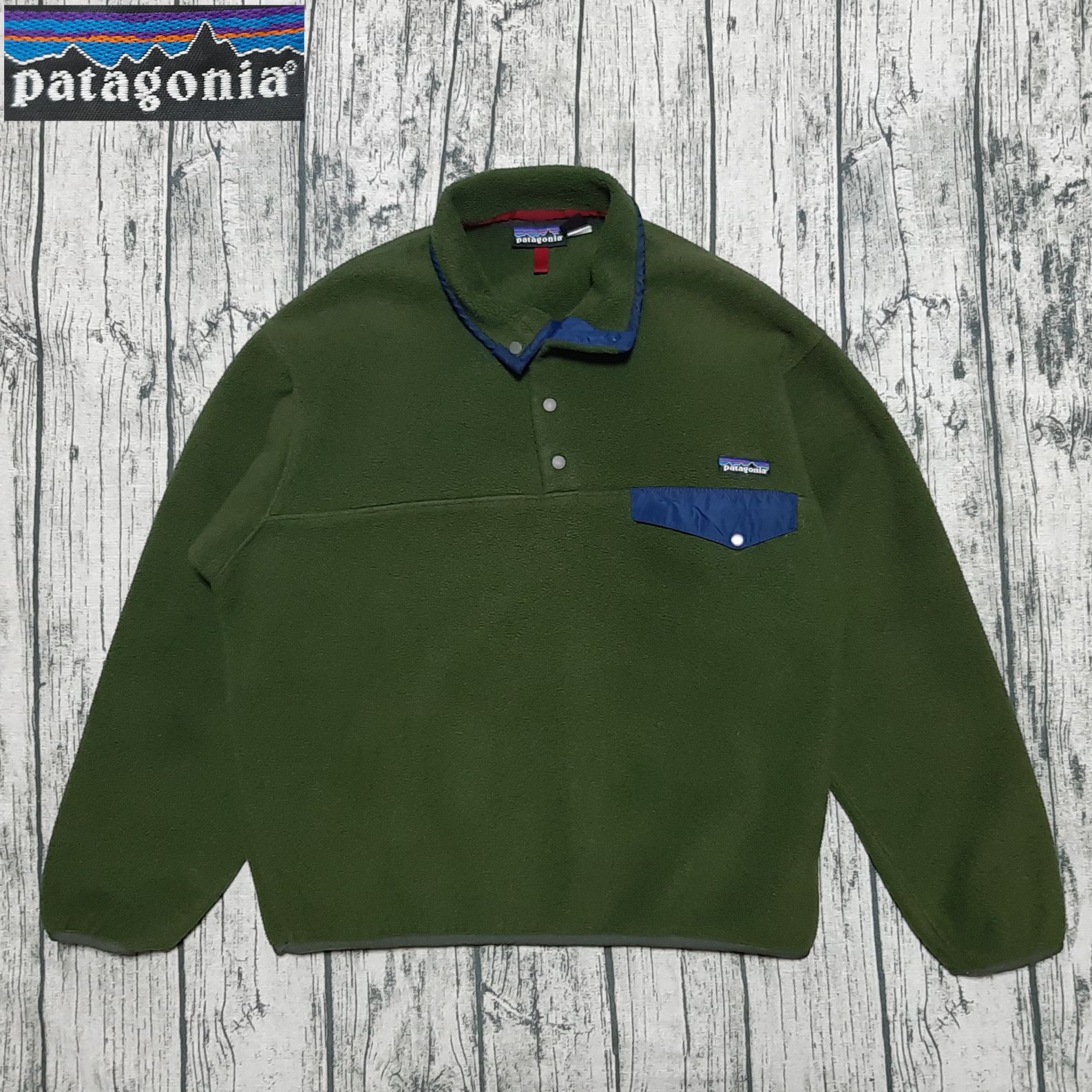 size M】95年 patagonia シンチラスナップT グリーン パタゴニア 