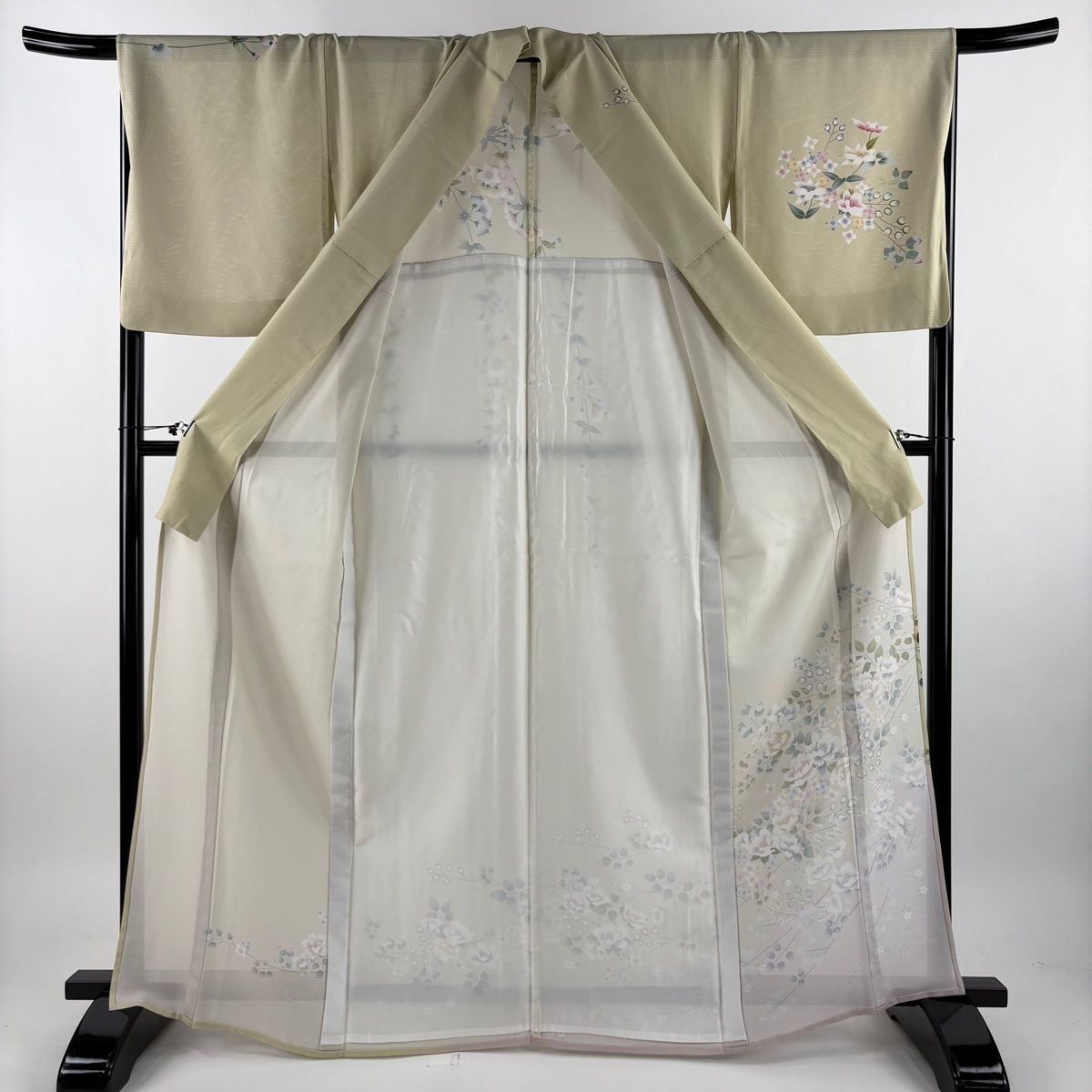 訪問着 身丈165cm 裄丈63.5cm 正絹 名品 【中古】 訪問着 身丈165cm 裄丈63.5cm S 袷 草花 刺繍 絞り 小豆色 正絹 秀品