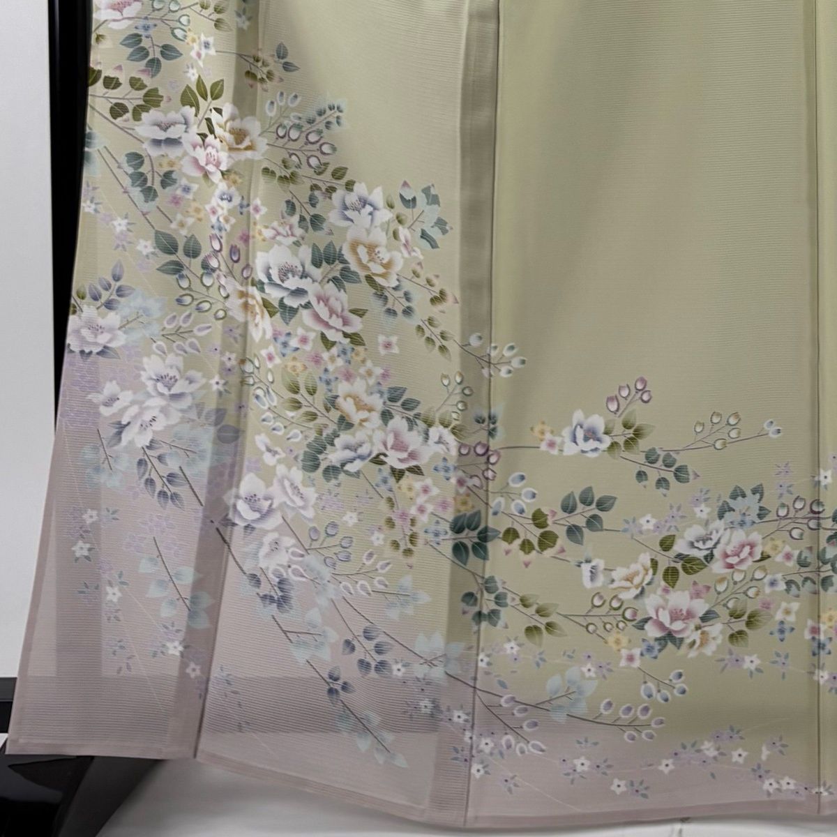 訪問着 秀品 身丈165.5cm 裄丈67cm 正絹 【中古】 訪問着 身丈166cm 裄丈67.5cm L 袷 菊 松 金糸 金彩 灰紫