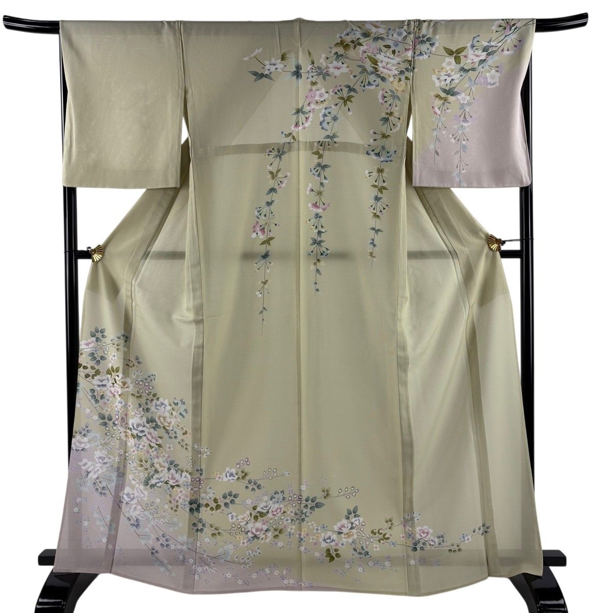 訪問着 身丈165cm 裄丈63.5cm 正絹 名品 【中古】 訪問着 身丈165cm 裄丈63.5cm S 袷 草花 刺繍 絞り 小豆色 正絹 秀品