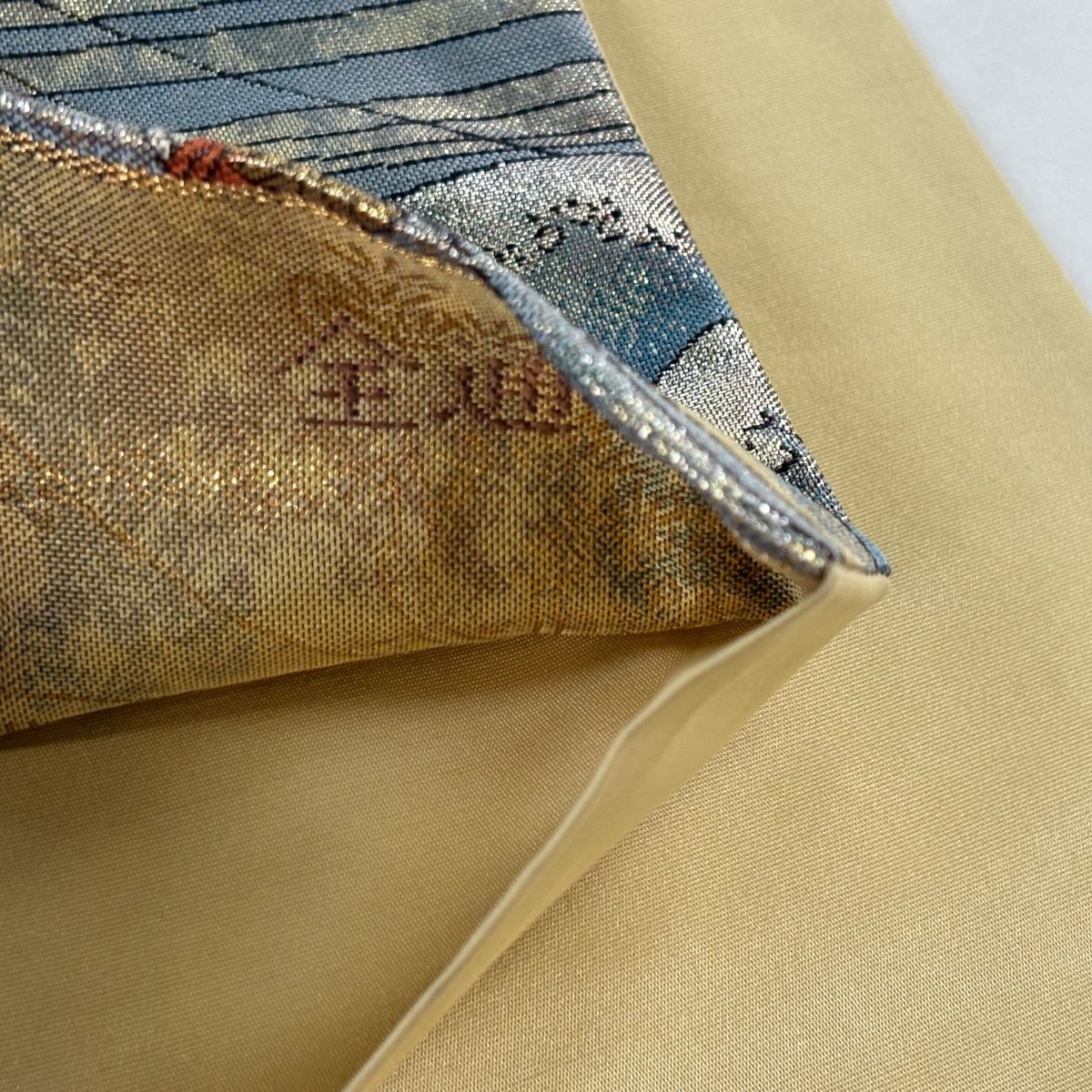 美品】 袋帯 秀品 富嶽三十六景 葛飾北斎名画集 箔 金色 全通 正絹