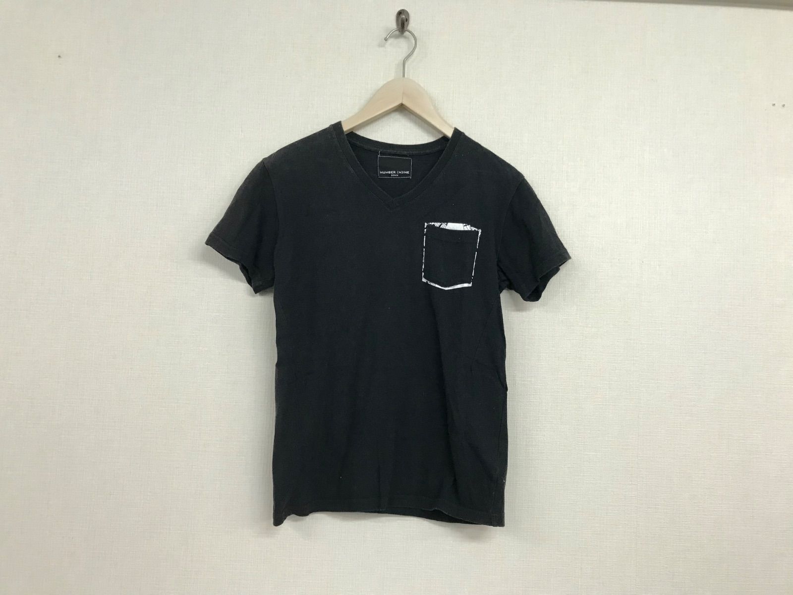 Genuine Number Nine Denim NUMBER (N) INE DENIM Cotton V Neck Pocket Short Sleeve T Shirt Mens Surf American Casual Military Street Skater Work Business Suit Mode Golf Black Black M