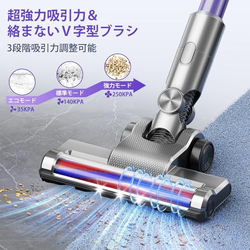 掃除機 コードレス【2026衝撃的デビュー！真200Kpa超強力吸引！自走式 