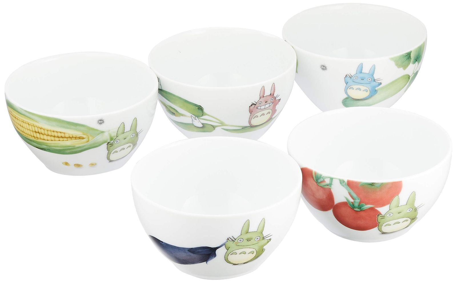 新品 Noritake ノリタケ ボウルセット(5個)(絵変り) 11cm となりのトトロ 野菜シリーズ 電子レンジ対応 食洗器対応 5個 白 ファインポーセレン 1704-15L/VT94579